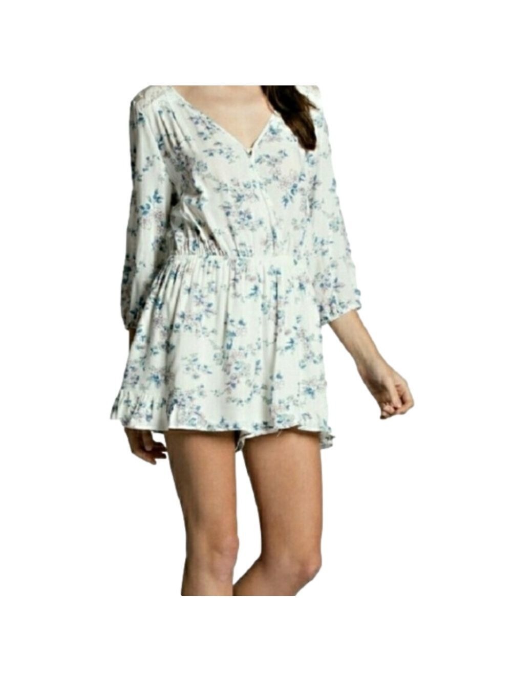 KORI AMERICA Adorable Floral 100% Rayon Romper NWT! Size L